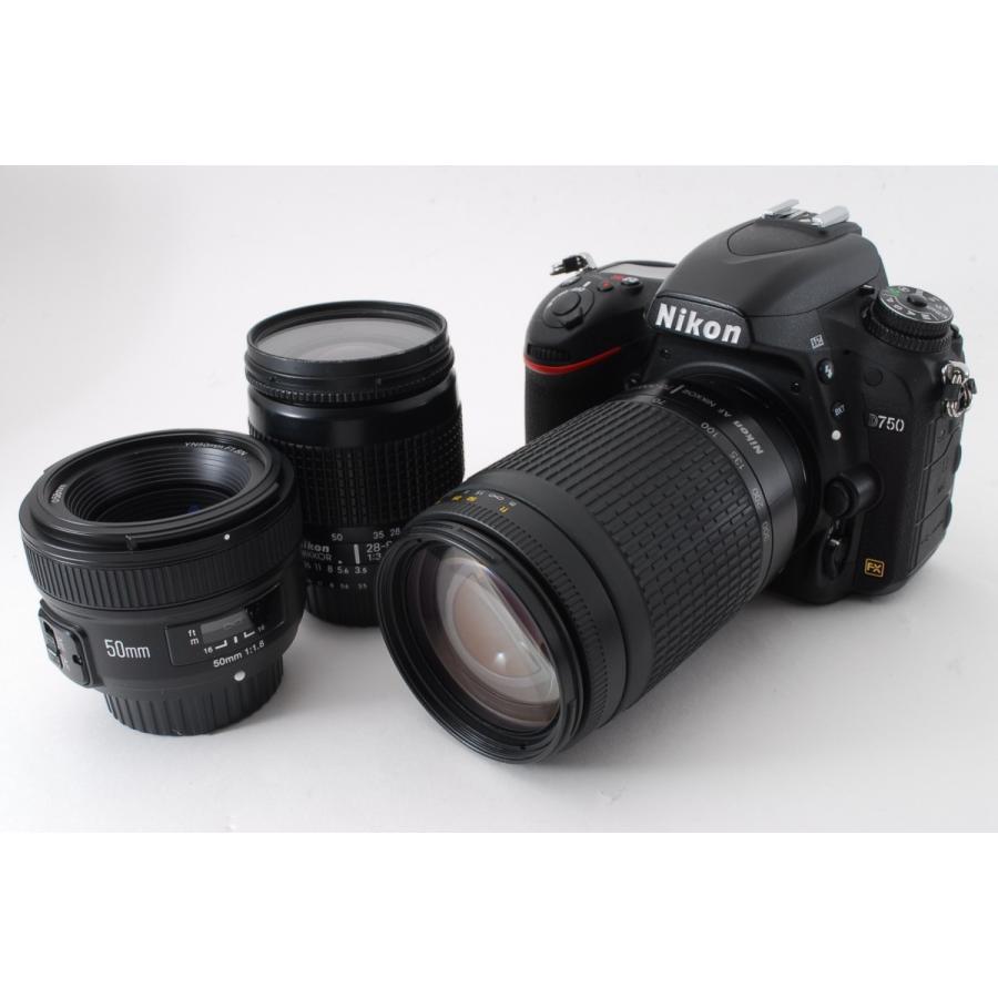 ニコン Nikon D750 単焦点&標準&望遠トリプルレンズセット 美品 SD