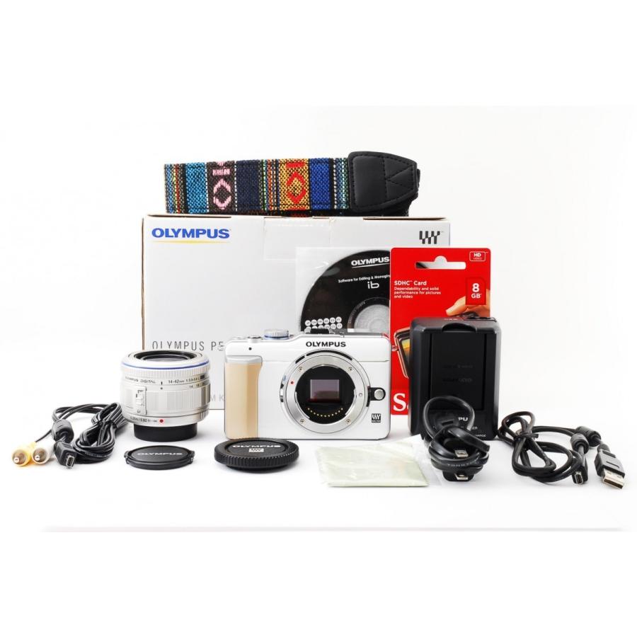 【極美品】OLYMPUS PEN E-PL1 ホワイト レンズセットSDカード付 オリンパス（OLYMPUS） OLYMPUS E-PL1 レンズセット ホワイト 美品 SD