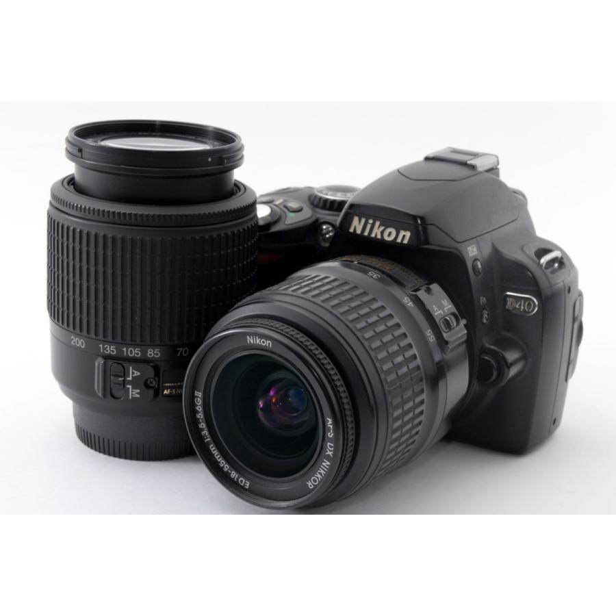 ニコン Nikon D40 ダブルズームセット ブラック 美品 SDカードストラップ付き｜nouvelle-vie