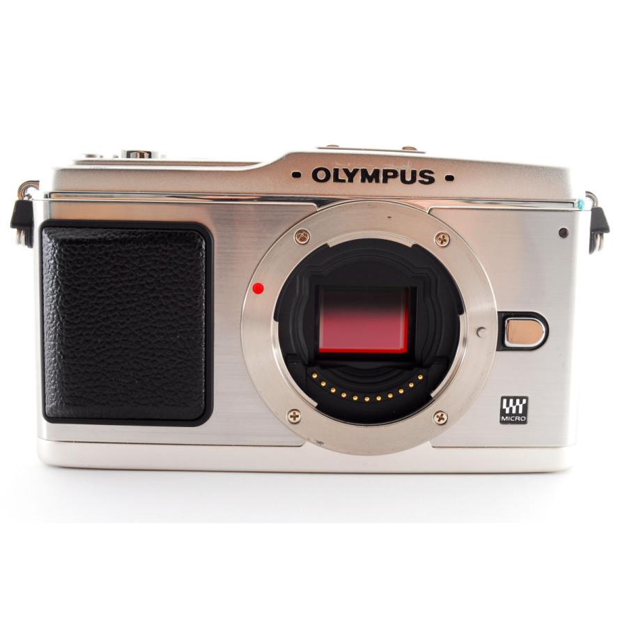 オリンパス OLYMPUS PEN 美品 SDカードストラップ付き ホワイト E-P1 レンズキット 新品8GB 小型軽量