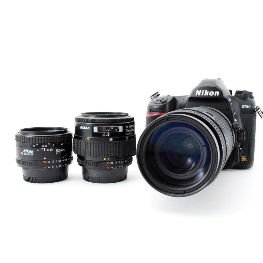 ニコン Nikon D780 24.5MP トリプルレンズセット 美品 2450万画素&4K対応&スマホへ転送 SDカード ストラップ付き :955:カメラFanks-PROShop 2nd