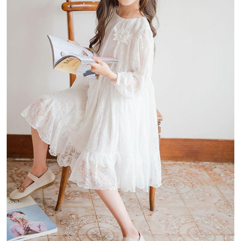 子供服　ドレス　ワンピース　白　刺繍　女の子