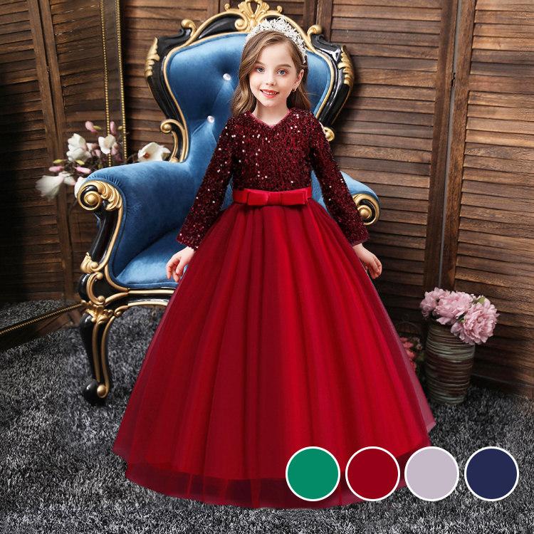 子供 ドレス ロングドレス 子供ドレス 長袖 女の子 スーツ ワンピース