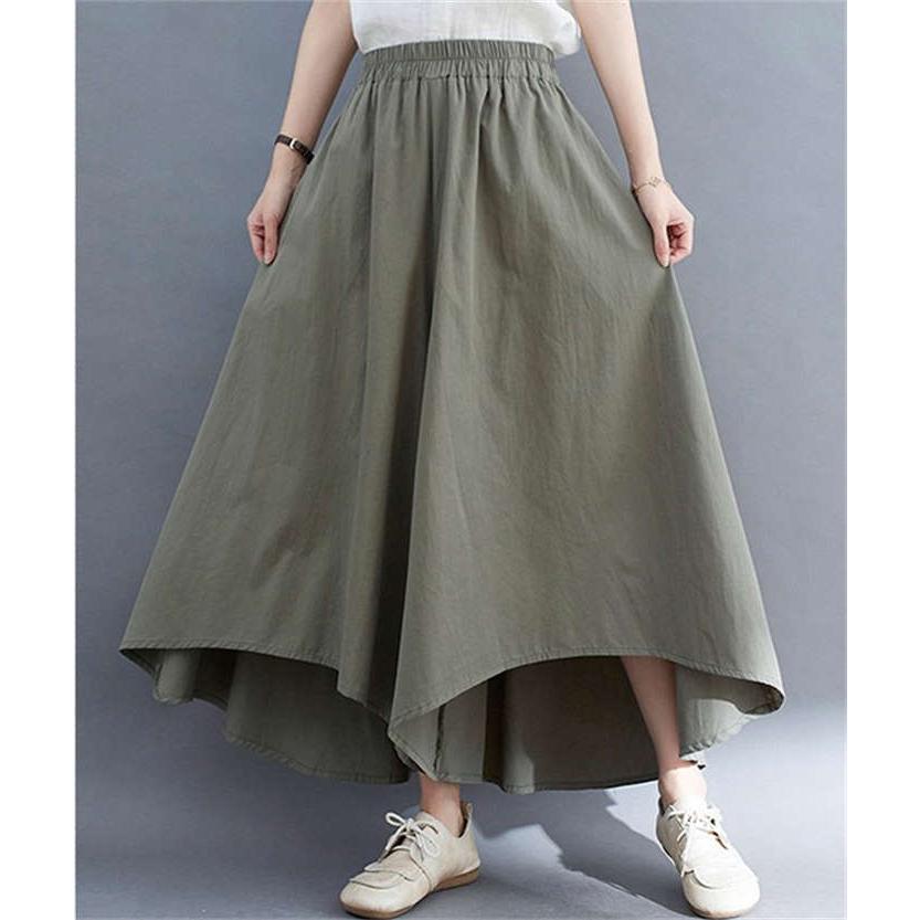 ワイドパンツ レディース パンツスカート ワイド 春 夏 ウエストゴム 9 