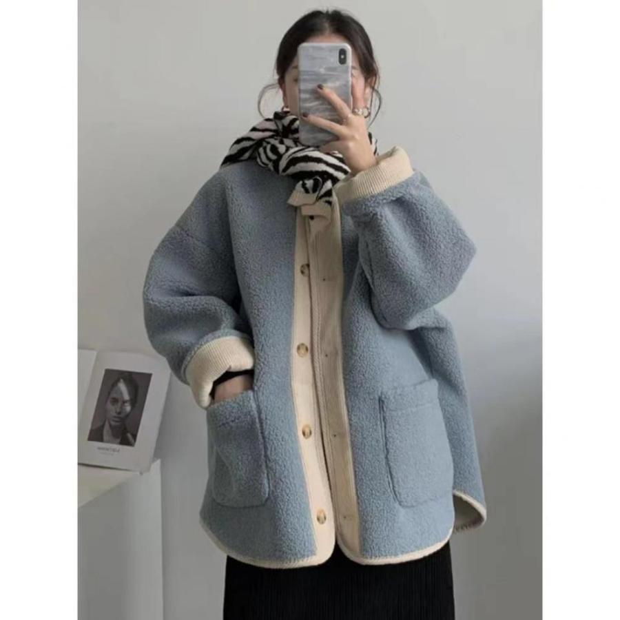 ボアジャケット レディース ボアコート もこもこ ゆったり コート バイ