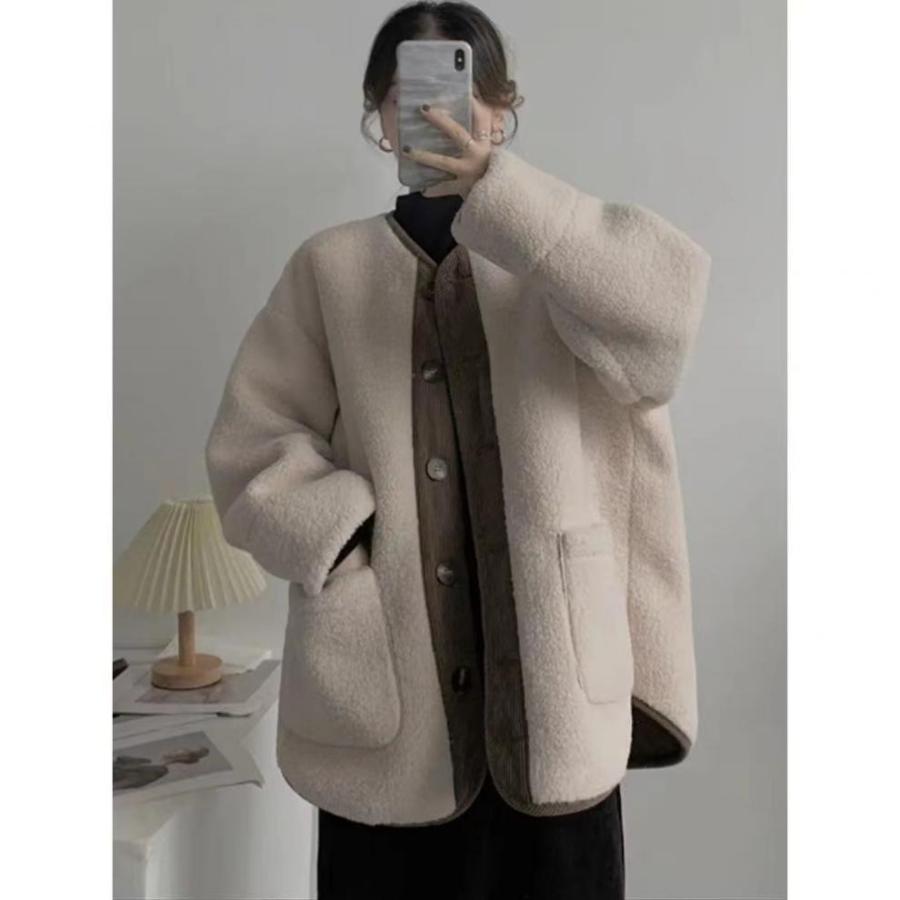 ボアジャケット レディース ボアコート もこもこ ゆったり コート バイ