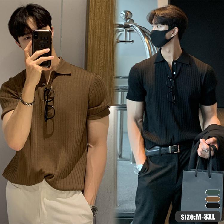 メンズポロシャツ 半袖Tシャツ メンズ ゆったり 韓国 Tシャツ 