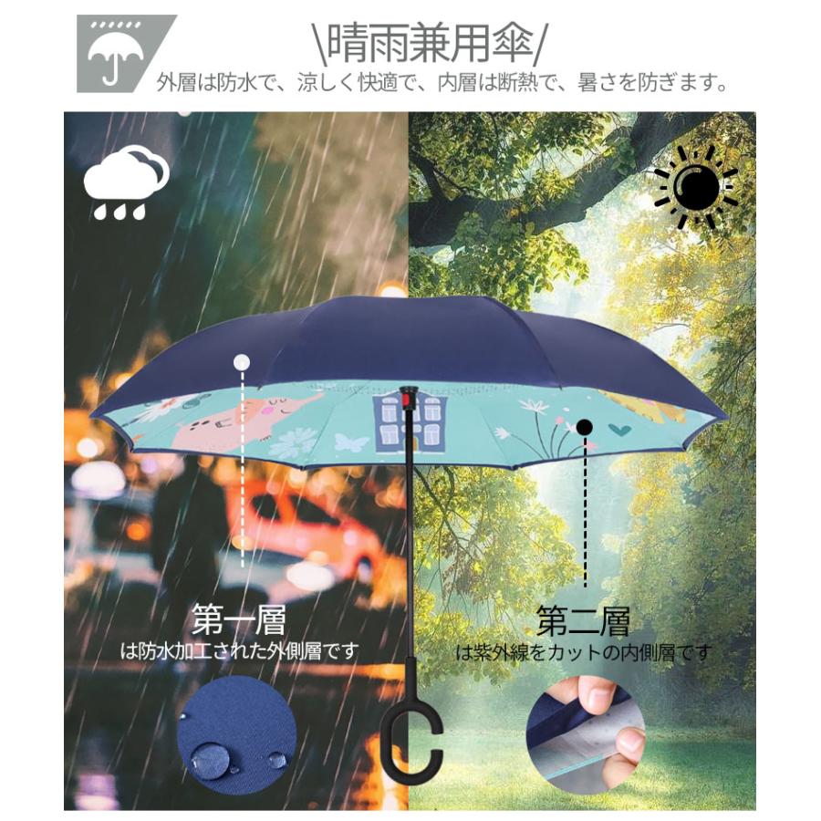 小学生　高学年　逆さ 子供 逆さ傘 傘 逆さ 逆さま傘 濡れない 二重傘 晴雨傘 梅雨 長傘 無地 長柄傘 雨晴兼用 キッズ 男女兼用 かさ UVカット 自動式 耐風  風に強い 大きめ : KULALA - 通販 - Yahoo!ショッピング