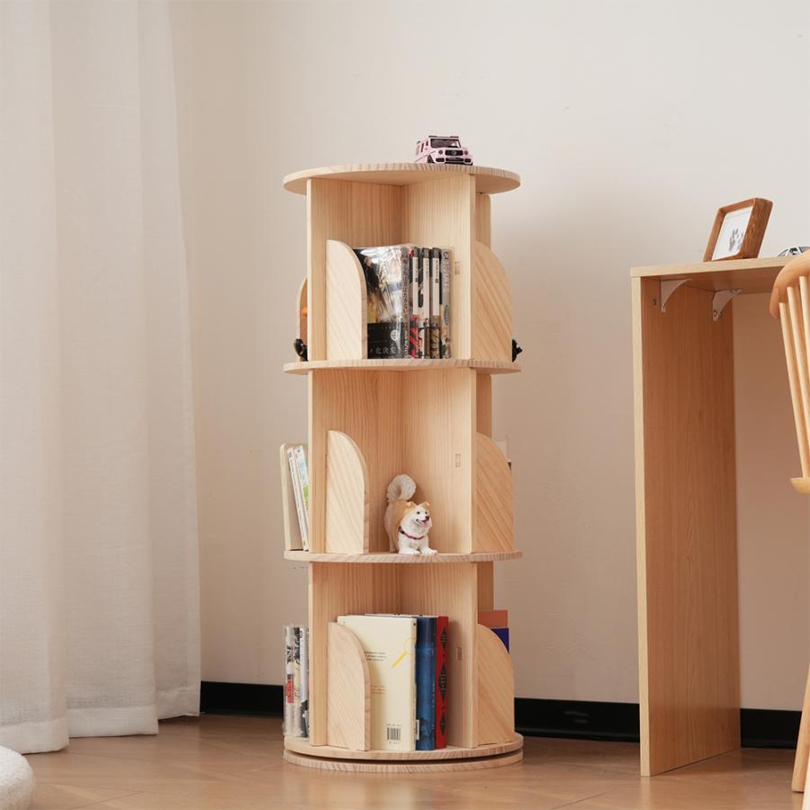 5段　360°回転式本棚　絵本棚 天然木 無垢材　漫画 ブックシェルフ Amazon｜本棚 (回転式本棚) 絵本棚 天然木 漫画 ブックシェルフ (5段