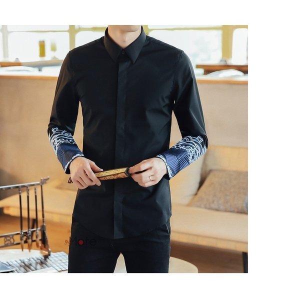 シャツメンズ長袖リネンシャツ刺繍シャツインナートップスチャイナ服カジュアルシャツロングシャツ波柄中華風50代 Rexgigxk Oftjx519 ノベルエクスポ 通販 Yahoo ショッピング