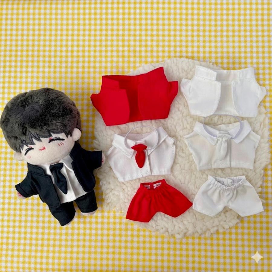 ぬい服 10cmから12cm 黒のシンプルデザインのスーツセット 推し活
