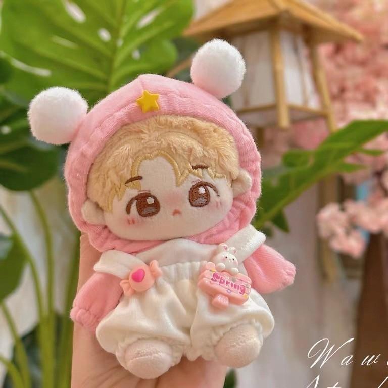 10cm 15cm 20cm ぬい服】ポンポン付きうさぎのオーバーオール全身