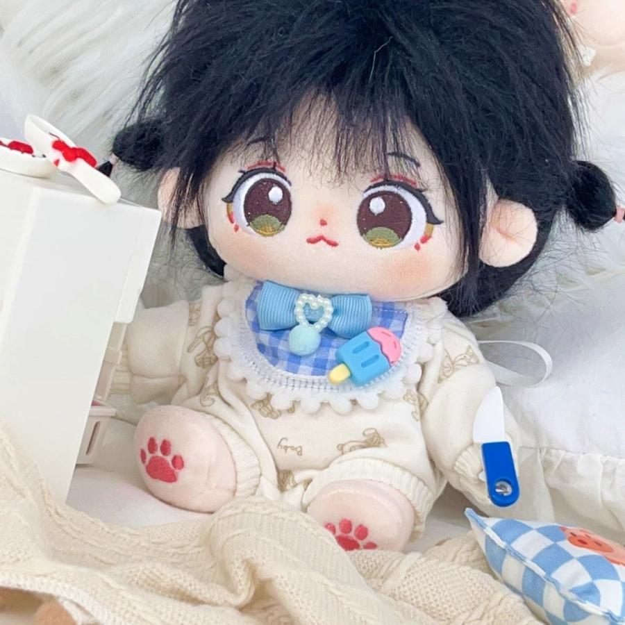 ぬい服 10cm 11cm 12cm ピンク ブルーのチェック柄スタイ ぬ