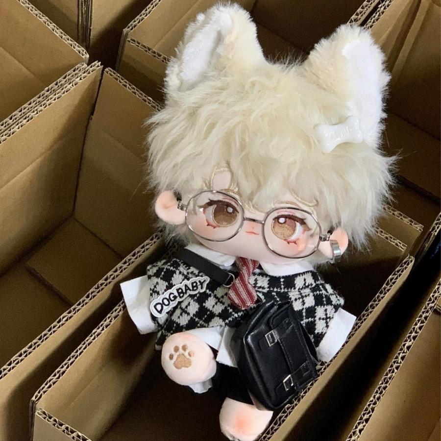 ぬい本体 20cm ゴールド猫耳リボン 棉花娃娃 ぬいぐるみ 着ぐるみ 推し