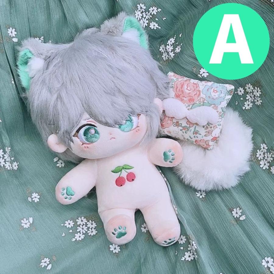 ぬい本体 20cm スケルトンあり 骨 ぬいぐるみ さくらんぼ バラ 銀髪 猫