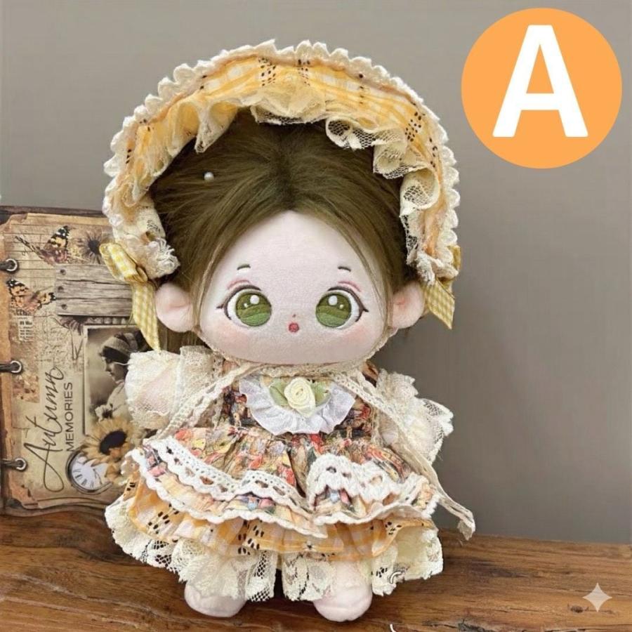 【色違いコーデ】ロリータリボン　ドレス　１２cm　ぬい服 いつぬい №A04-034 襟付き ライトブルーリボン ドレス 12cm ぬい服 いつぬい