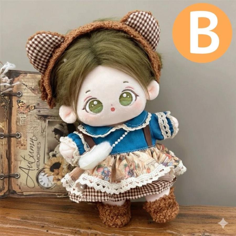 ぬい服 20cm 選べる4バリエーション 花柄 チェック くま耳 ワンピース