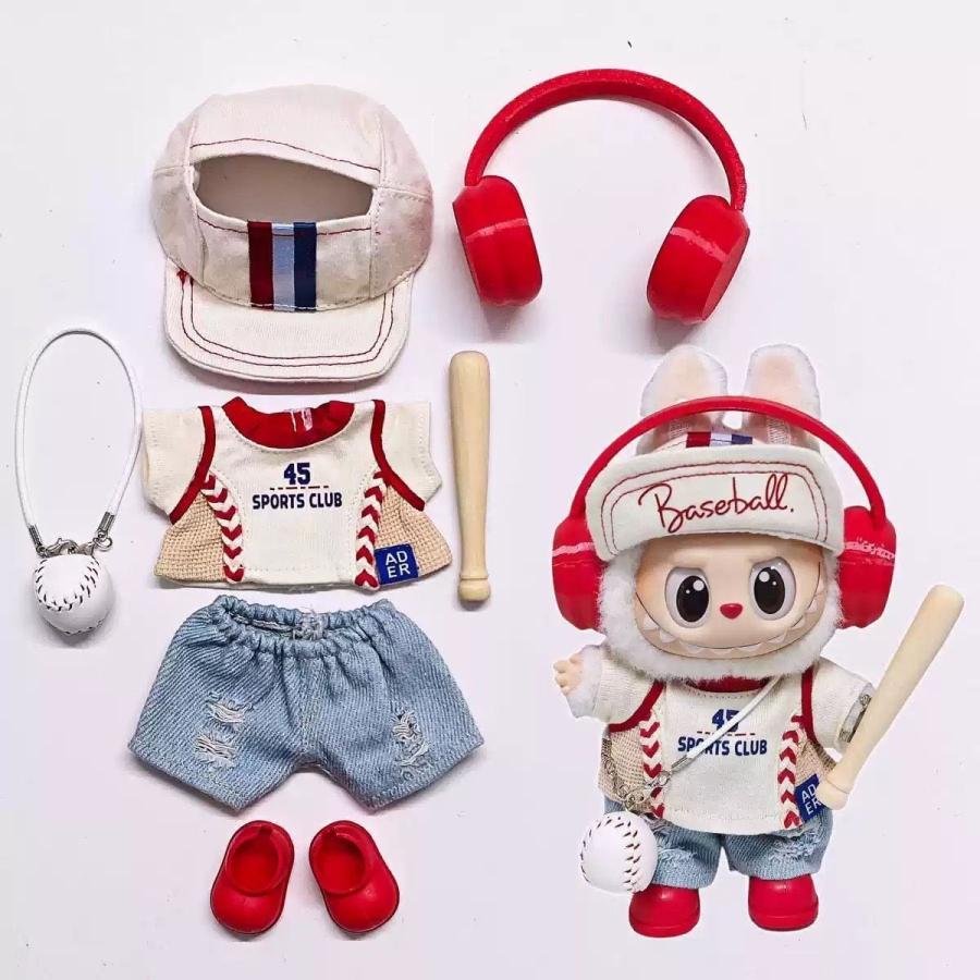 ラブブ服 LABUBU ぬい服 17cm 着せ替え服 7点セット 野球 小物付き
