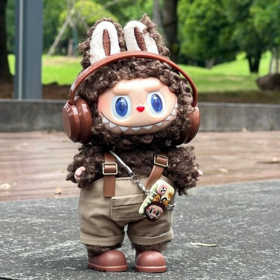 ラブブ服 LABUBU ぬい服 17cm ヘッドフォン付き オーバーオールコーデ