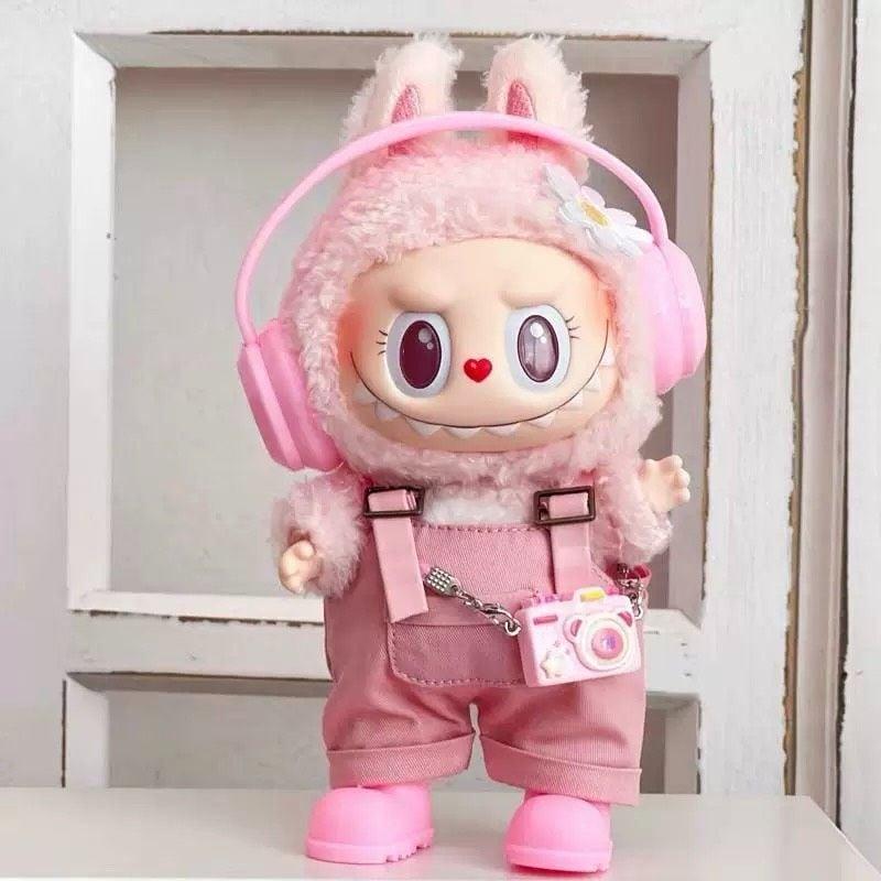 ラブブ服 LABUBU ぬい服 17cm ヘッドフォン付き オーバーオールコーデ