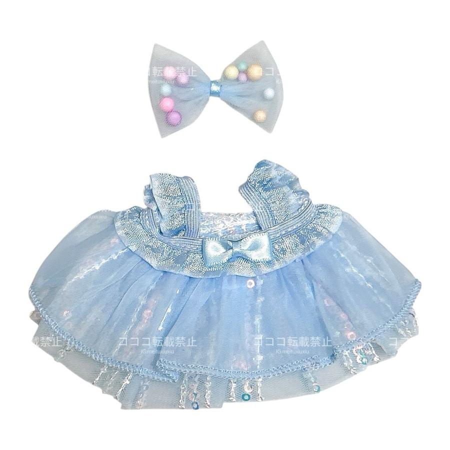 ラブブ服 LABUBU ぬい服 リボン付きワンピースドレス レース 5色