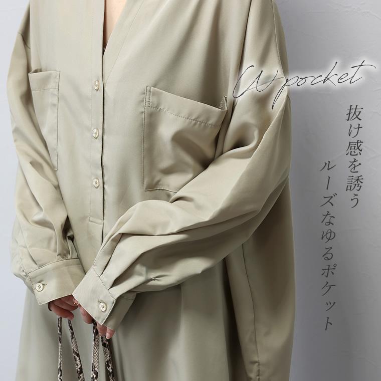 Aletta vita ワンピース チュニック 長袖 シャツ スタンドカラー Aletta vita ワンピース チュニック 長袖 シャツ スタンドカラー