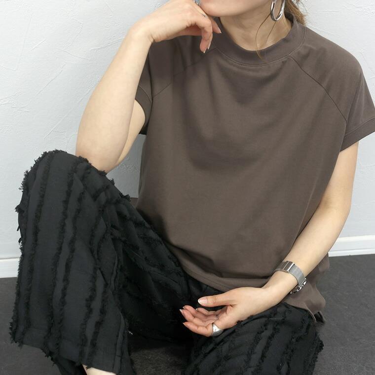Aletta vita カットソー フレンチ モックネック 半袖 きれいめ Aletta vita カットソー フレンチ モックネック 半袖 きれいめ