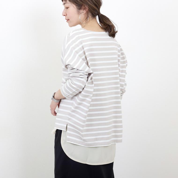 Aletta vita カットソー インナー 長袖 切替 綿 スリット Aletta vita カットソー インナー 長袖 切替 綿 スリット