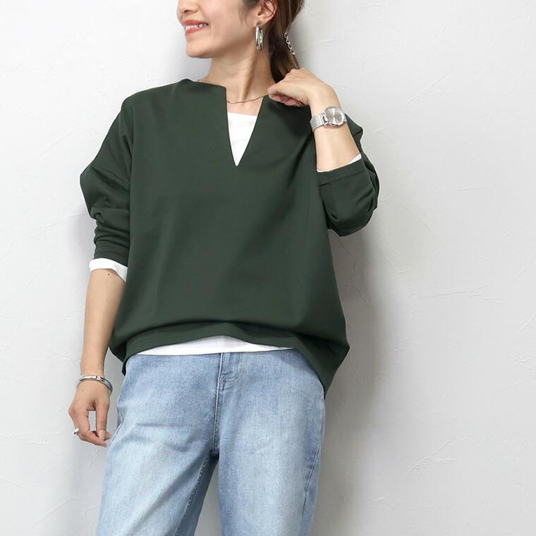 Aletta vita プルオーバー カットソー スリットネック Aletta vita プルオーバー カットソー スリットネック