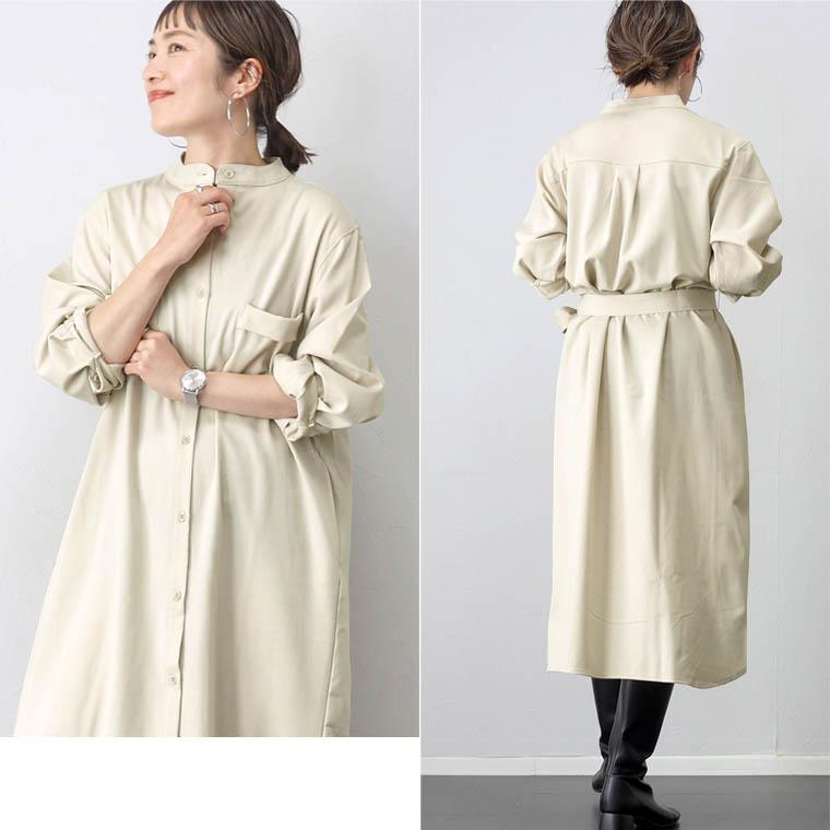 Aletta vita シャツワンピース 羽織り バンドカラー レイヤード