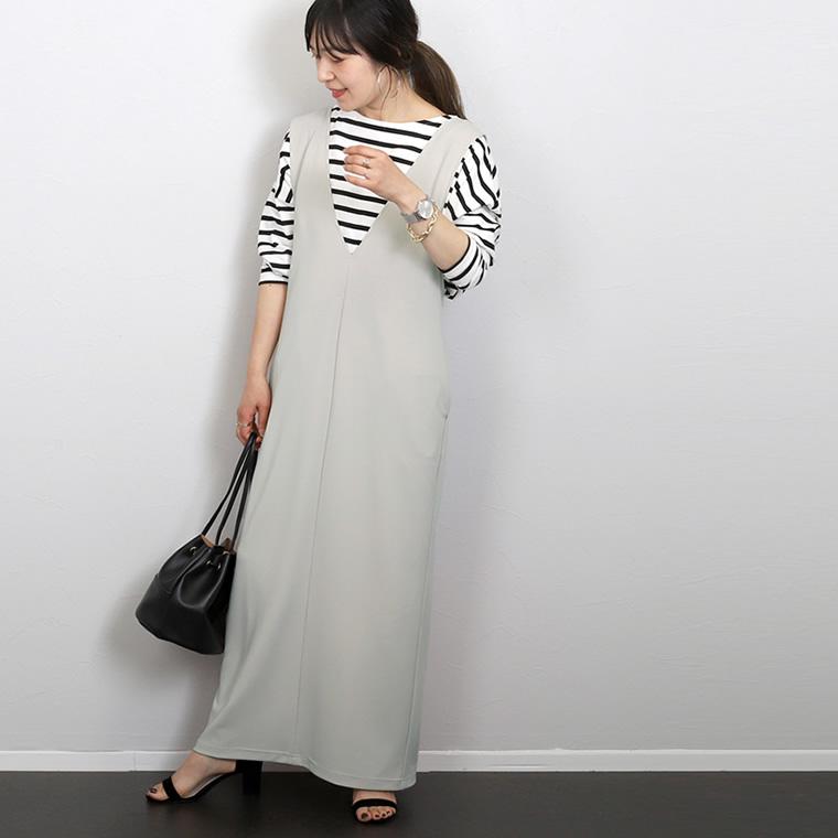 Aletta vita ワンピース サロペット Vネック スリット ロング Aletta vita ワンピース サロペット Vネック スリット ロング