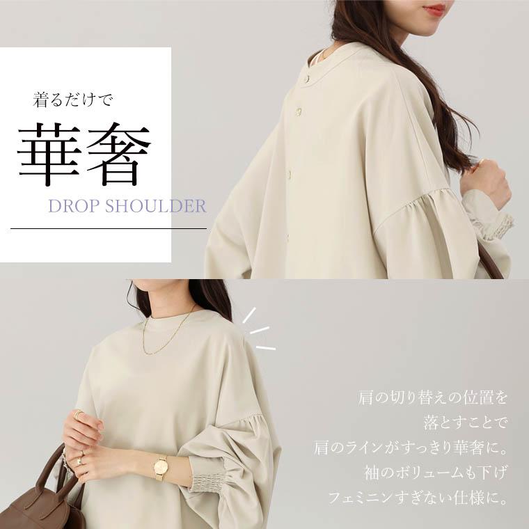 Aletta vita ブラウス 後ろボタン シャーリング バンドカラー Aletta vita ブラウス 後ろボタン シャーリング バンドカラー