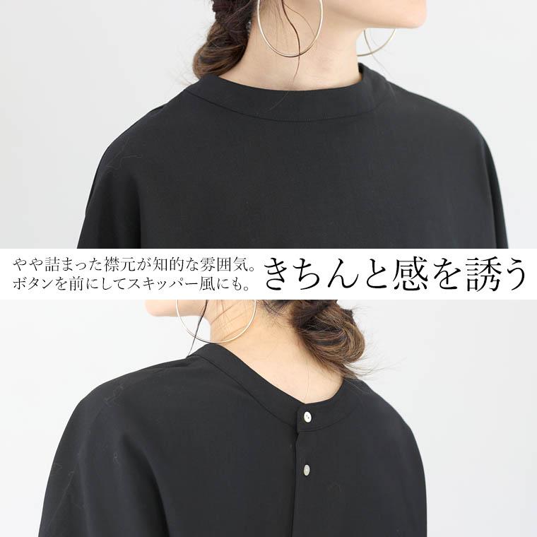 Aletta vita ブラウス 後ろボタン シャーリング バンドカラー Aletta vita ブラウス 後ろボタン シャーリング バンドカラー