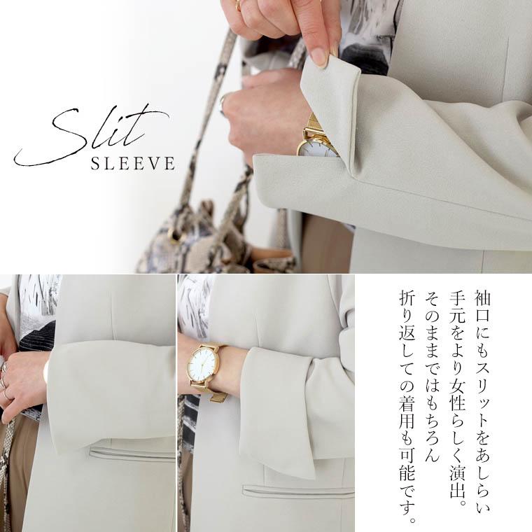 Aletta vita ダブルクロス ストレッチ ノーカラー ジャケット Aletta vita ダブルクロス ストレッチ ノーカラー ジャケット