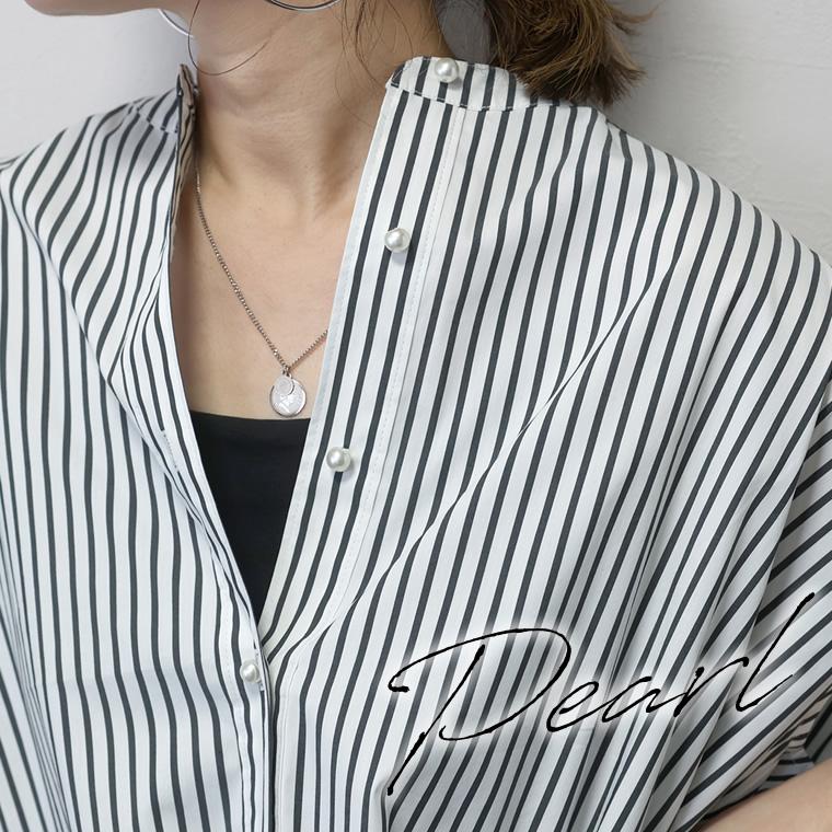 Aletta vita シャツ フレンチスリーブ 羽織り パール ハリ 抜き