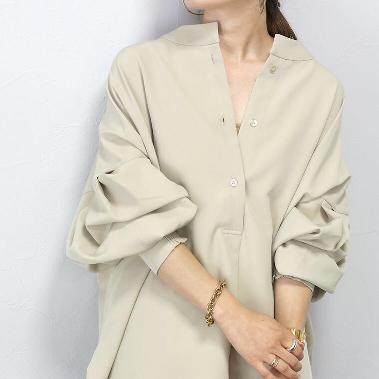 Aletta vita ブラウス 後ボタン 2way スタンドネック ボリューム Aletta vita ブラウス 後ボタン 2way スタンドネック ボリューム