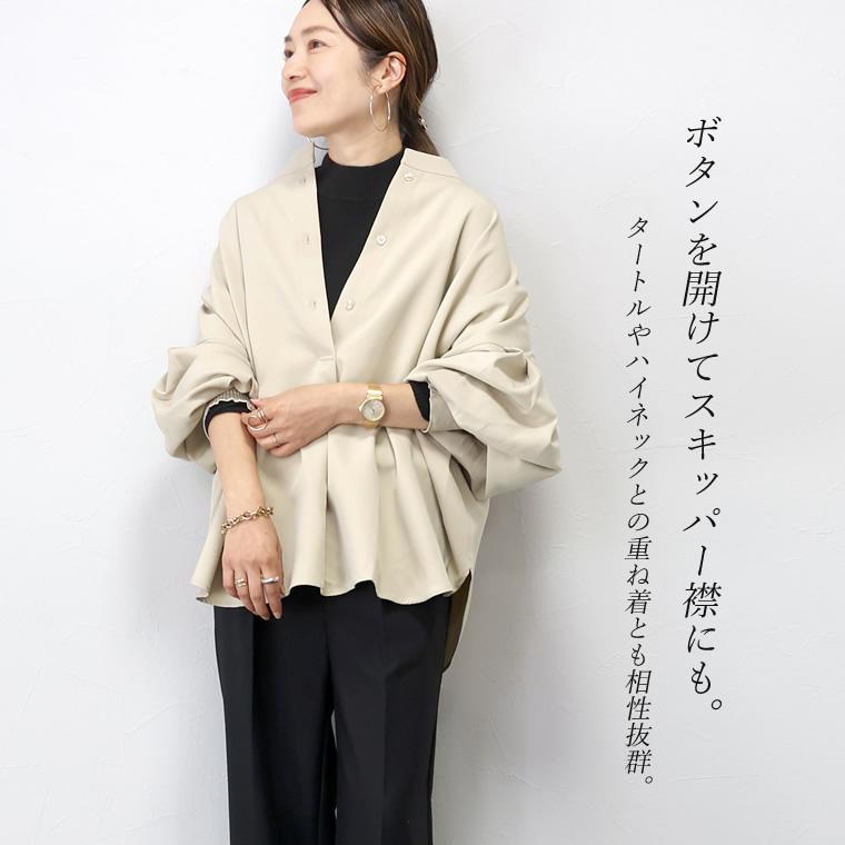 Aletta vita ブラウス 後ボタン 2way スタンドネック ボリューム Aletta vita ブラウス 後ボタン 2way スタンドネック ボリューム