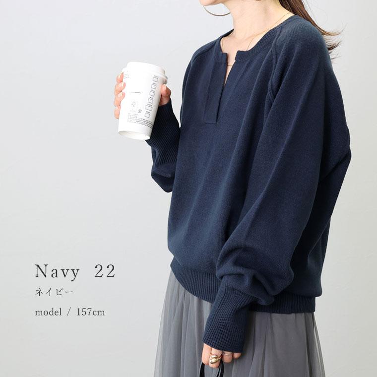Aletta vita トップス プルオーバー ニット キーネック ラグラン Aletta vita トップス プルオーバー ニット キーネック ラグラン