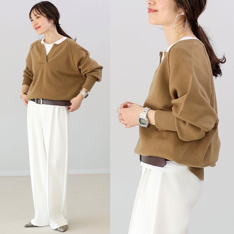 Aletta vita トップス プルオーバー ニット キーネック ラグラン Aletta vita トップス プルオーバー ニット キーネック ラグラン