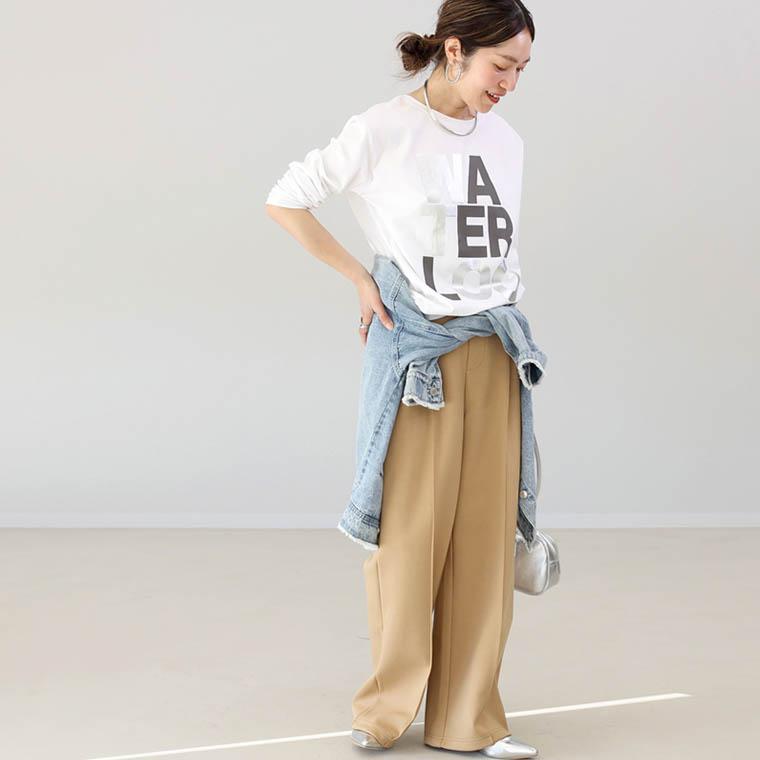 Aletta vita カットソー ロンT ロゴ 箔 シルバー バックロゴ Aletta vita カットソー ロンT ロゴ 箔 シルバー バックロゴ