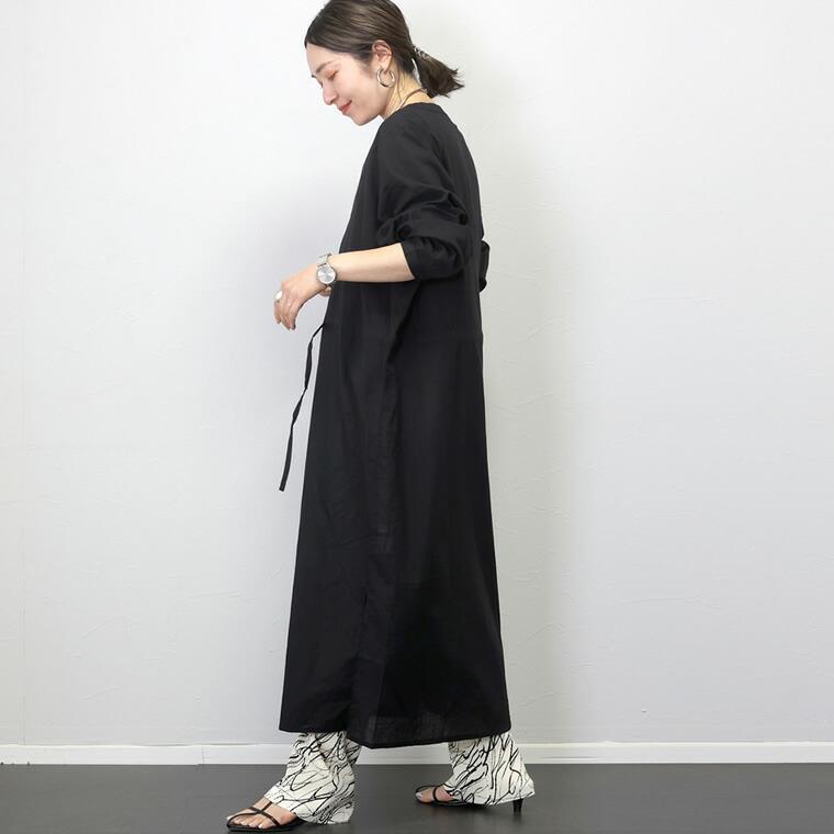 Aletta vita ワンピース 羽織り ロング 長袖 前開き スラブ 綿 Aletta vita ワンピース 羽織り ロング 長袖 前開き スラブ 綿