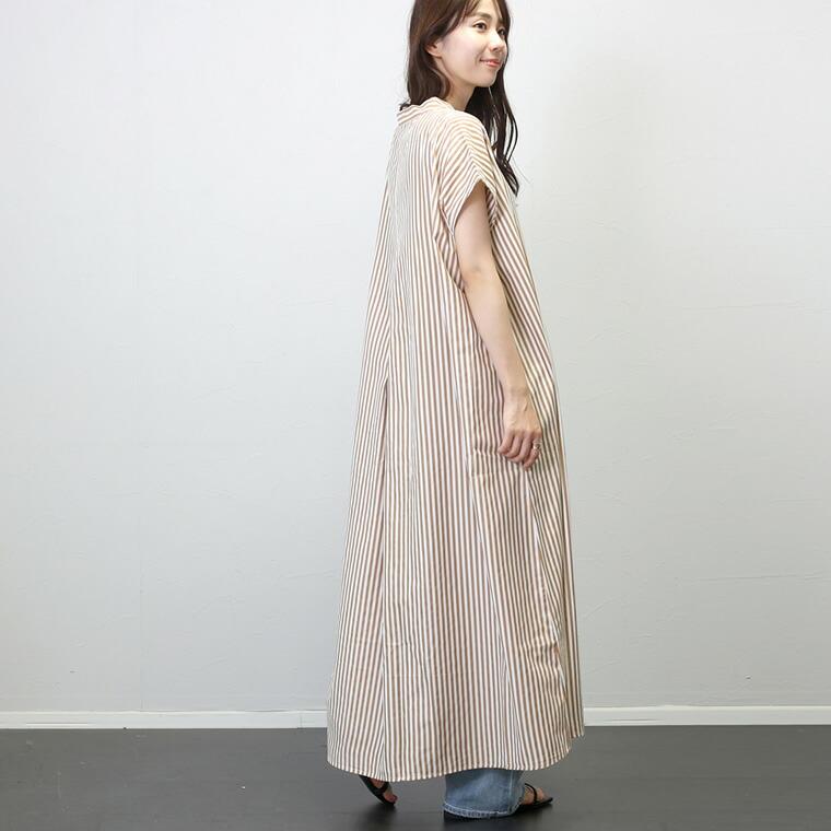 【新品・タグ付き】ダーマコレクション ストライプ シャツ ワンピース ゆったり 新品未使用】ダーマコレクション シャツワンピース ロング