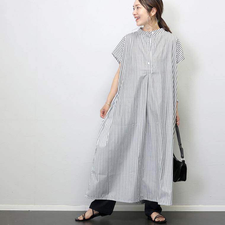 Aletta vita ワンピース シャツワンピ ロング バンドカラー Aletta vita ワンピース シャツワンピ ロング バンドカラー