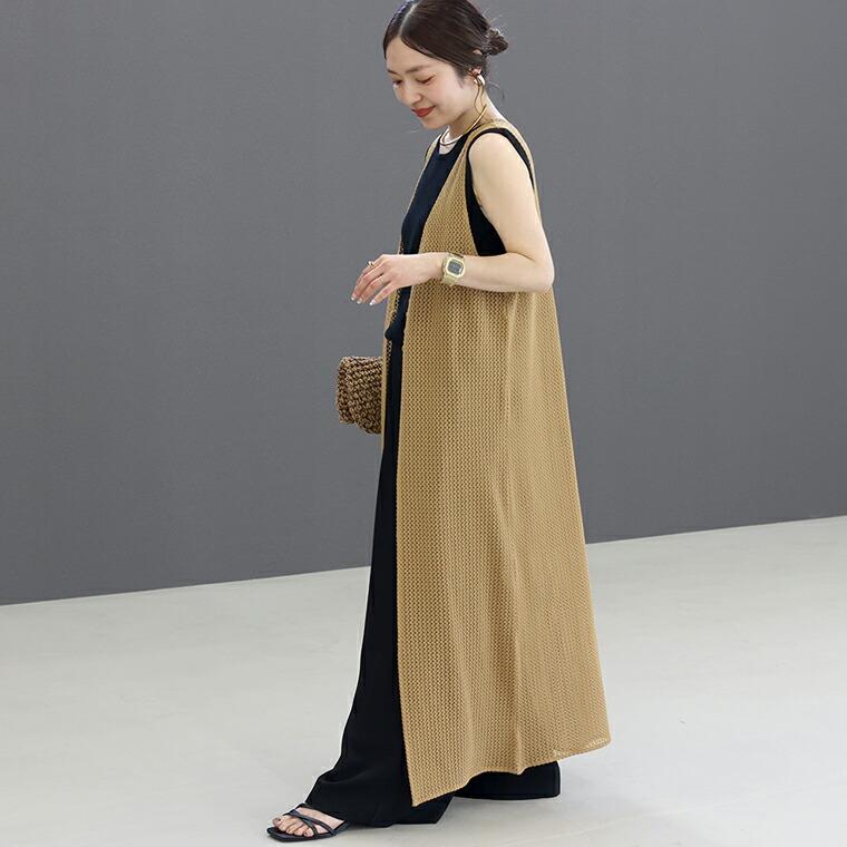 Aletta vita トップス ベスト ロングベスト 2WAY メッシュ 30代 40代