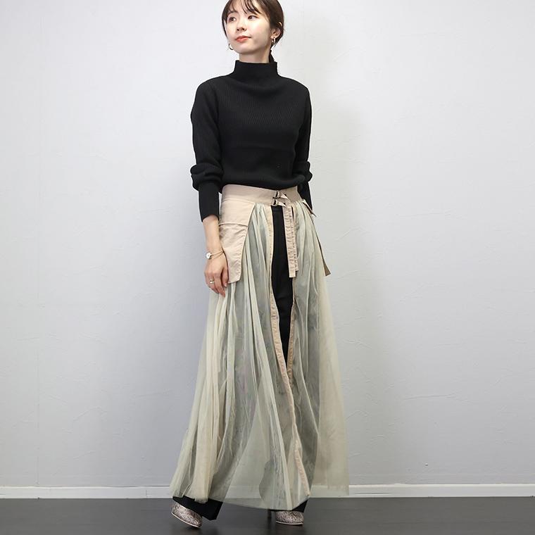 Aletta vita 透け感 重ね着 レイヤード カーゴポケッ ナイロンx Aletta vita 透け感 重ね着 レイヤード カーゴポケッ ナイロンx