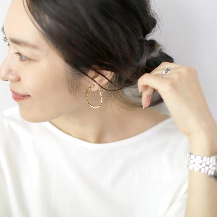 アクセサリー イヤリング ノンホール ゴールド シルバー ツイスト