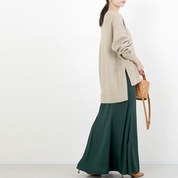 Aletta vita ニット プルオーバー 長袖 スリット レイヤード Aletta vita ニット プルオーバー 長袖 スリット レイヤード