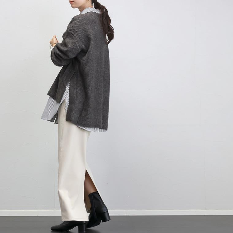 Aletta vita ニット プルオーバー 長袖 スリット レイヤード Aletta vita ニット プルオーバー 長袖 スリット レイヤード