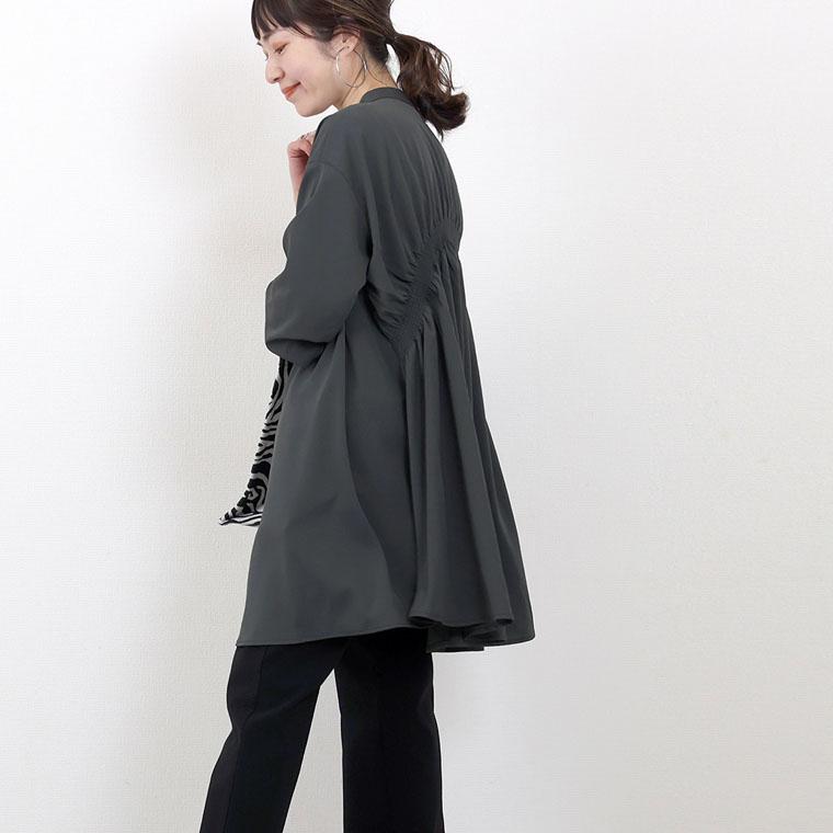Aletta vita シャツ チュニック バンドカラー シャーリング Aletta vita シャツ チュニック バンドカラー シャーリング