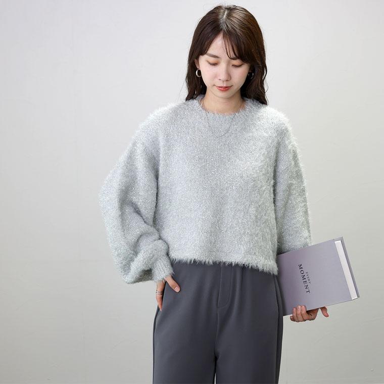 Aletta vita トップス プルオーバー ニット フェザー ラメ Aletta vita トップス プルオーバー ニット フェザー ラメ